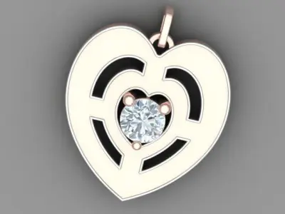 Heart Design Love Pendant with Diamond 3D print model