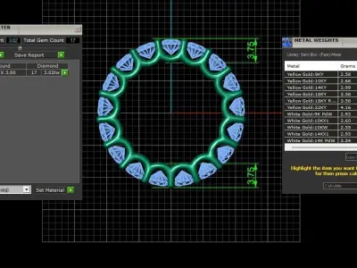 U Shaped Eternity Ring 3 point 6 mm stone size swiss 9 and EU49 3D print model