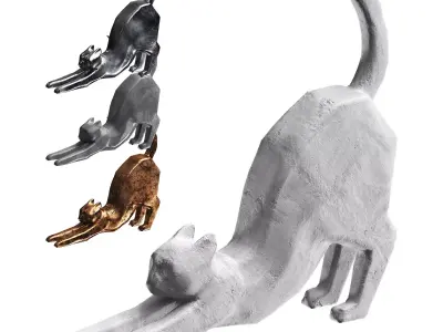 Cat Sculpture Low-poly 3D model