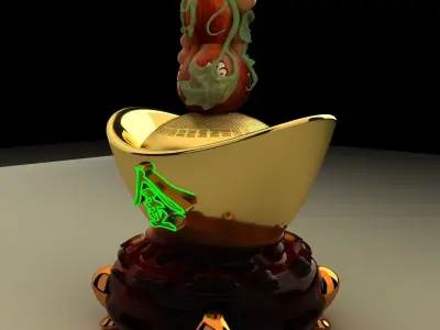 Chinese gold ingot 3D model 6