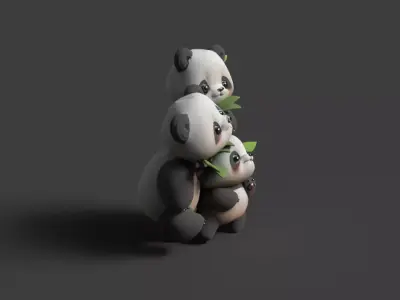 Chinese panda figure  Low-poly 3D model