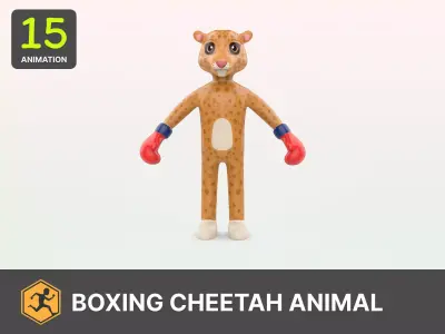 Boxing Cheetah Animal Animated Low-poly 3D model
