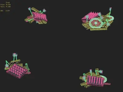 Cartoon version - broken slaughter car 3D model