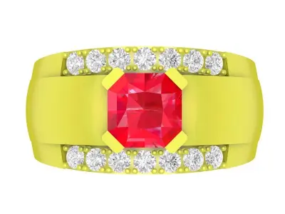 Luxury Square Gemstone Men Ring 3D Model for Jewelry 4056 3D print model