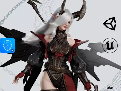 Cosmo Succubus Girl - Game Ready Low-poly 3D model