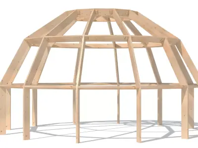 Wood construction dome Low-poly 3D model