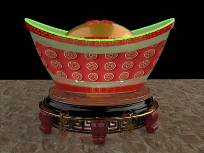 Chinese gold Ingot    3D model