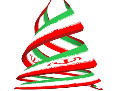 Iranian Flag on Double Spiral structure 3D model