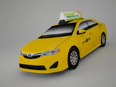 Toyota Camry city cab taxi low polygon model Low-poly 3D model