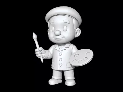 Artist Cartoon Character 3D Model Ready to Print STL 3D print model