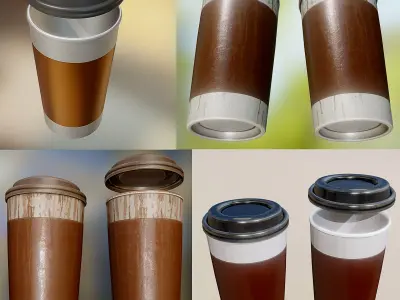 Coffee To Go Cup Pack - Gameready - PBR Textures Low-poly 3D model