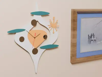 Odd Modern Retro Wall Clock Low-poly 3D model