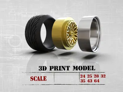 artRims and tires for diecast and scale models 3D print model