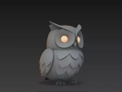 3D Model of Gray Owl Halloween Night Creature Spooky Animal 3D print model