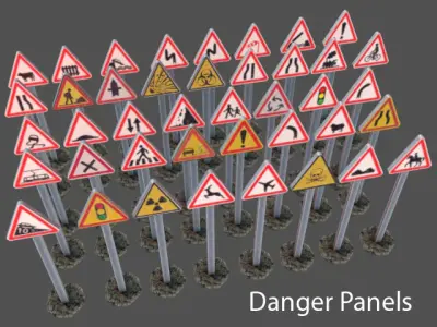 231 Road signs Low-poly 3D model