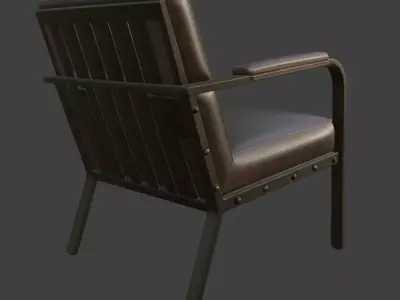 Industrial Brown Leather Armchair 3D model