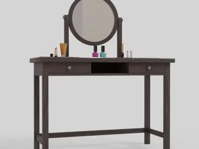 IKEA hemnes dressing table-round mirror Low-poly 3D model