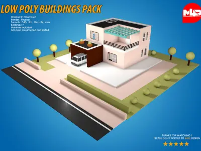 Low Poly Buildings Pack Low-poly 3D model