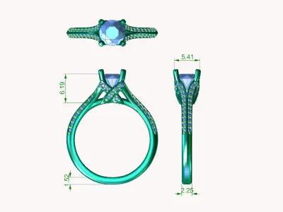 aj-033 solitaire diamond engagement ring 3D print model