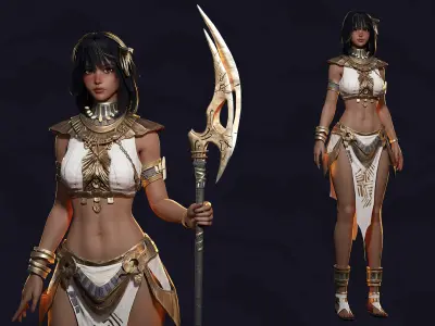 Ancient Girl Zariya - Game Ready Low-poly 3D model