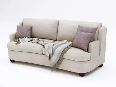 Two Seater sofa with throw and cushions 3D model
