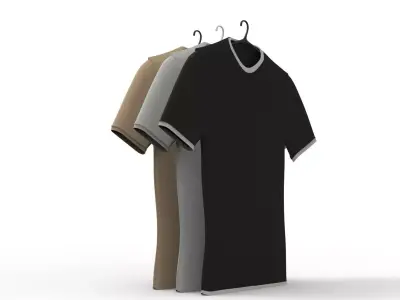 TSHIRT three t - shirts hanging on hanger 3D model