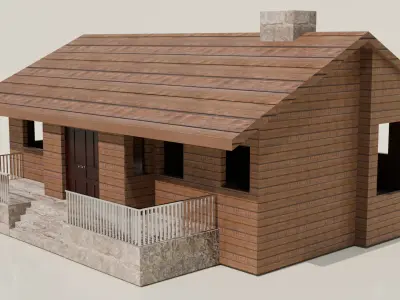 WOOD CABIN Low-poly 3D model