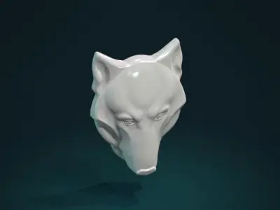 Wolf head relief 3D print model