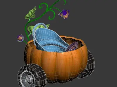 pumpkin car cartoon 3D model Low-poly 3D model