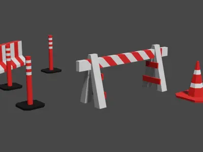 Jersey A - frame barricade Traffic Cone and Delineator Free low-poly 3D model