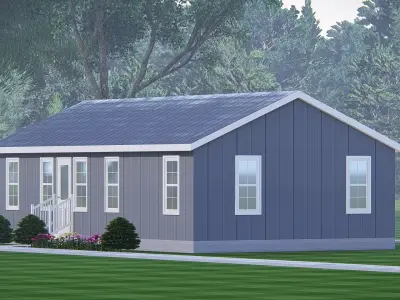 Barndominium Tiny House Exterior  Compact Barn Style Modern Home 3D model