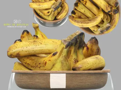 bowl of fruit bananas  3D model