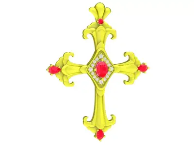 A4576 Luxury Diamond Cross Pendant 3D print model