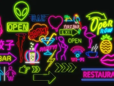 Ultimate Neon Sign Pack 1 Low-poly 3D model