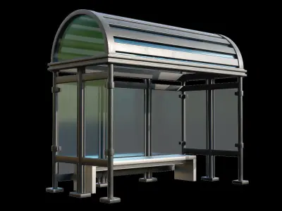 Game Ready Bus Stop 14 Low-poly 3D model