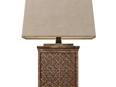Wood Arabic Oriental Nightstand bedside Eastern Table Lamp 3D model
