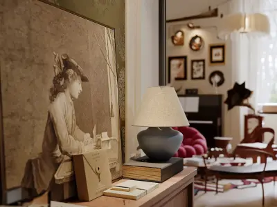 Mid Century interior scene 3D model