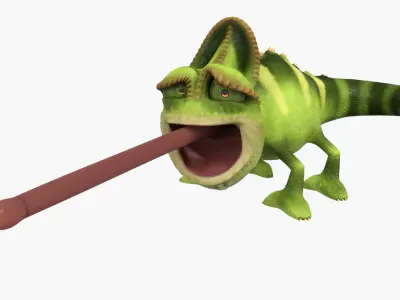Chameleon Toon Rigged Low-poly 3D model