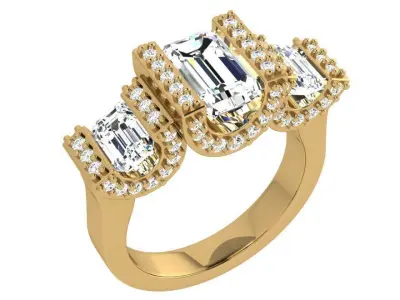 Emerald Diamond Ring 3943 3D print model