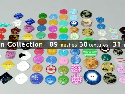 Button Collection buttons Low-poly 3D model