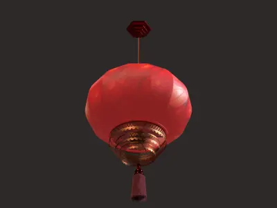 Chinese red lantern  Low-poly 3D model 3