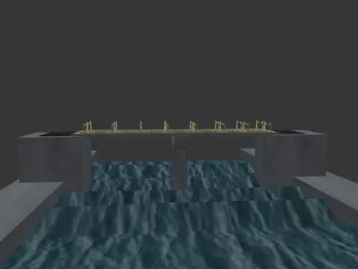 Low Poly Bridge over water Low-poly 3D model