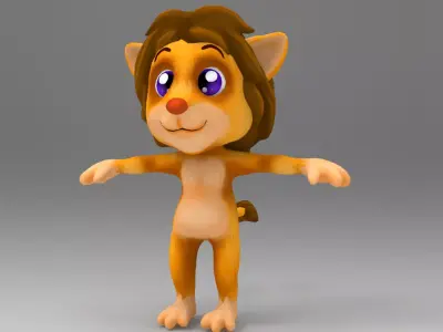 Lion Cartoon Low-poly 3D model