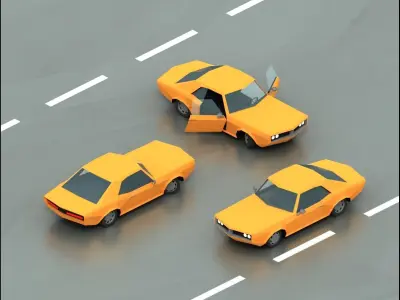 Stylized lowpoly vehicle pack with interior Low-poly 3D model Low-poly 3D model