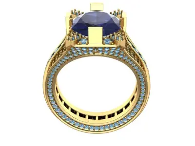 Diamond Regal Sapphire Coronet Ring 3D print model