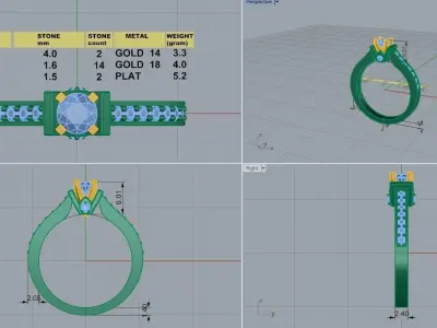 Luxury Solitaire  Diamond Ring 0442 3D print model