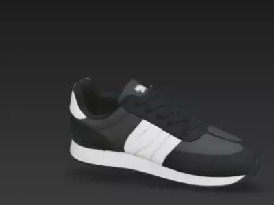 Mens Casual White Leather Sneakers 3D model