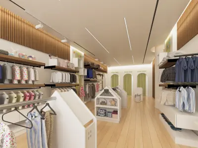 Modern Children Clothing Store Interior 3D Model 3D model