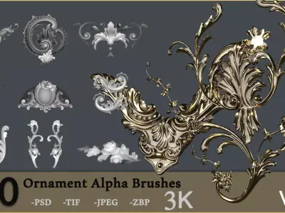 100 Ornament Alpha Brushes And Alphas - Vol 02  3D model