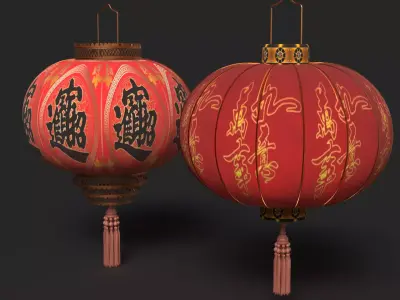Chinese red lantern 3D  Low-poly 3D model